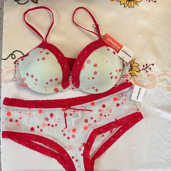 CK Choice Other - Calvin Klein Choice Red and White Polka Dot Bra and Panty Set 36b panty Sz M